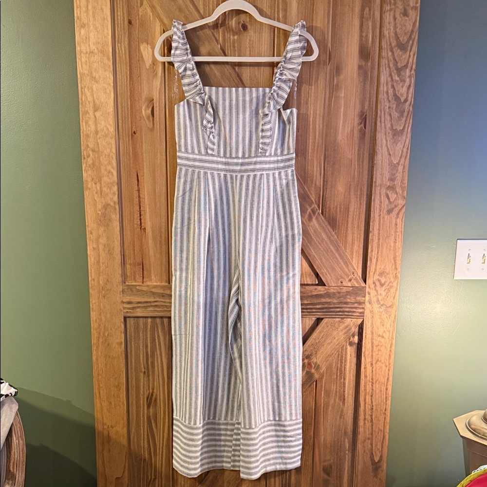 Merci Striped Ruffle Jumpsuit